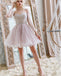 Princess Pink Tulle Pearl A-Line Full Sleeve Women Mini Party Homecoming Dresses,HM243