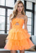 Cute Orange Strapless Flower Empire Tulle A-Line Women Mini Party Homecoming Dresses,HM263