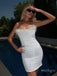 Beautiful Black&White Strapless Feather Satin Women Mini Party Homecoming Dresses,HM248
