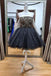 Elegant A-Line Tulle Black Appliqued Beading Women Mini Party Homecoming Dresses,HM259