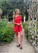 Simple Red Satin One Shoulder Pleat Women Mini Party Homecoming Dresses,HM237