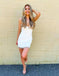 Unique White Tassels Sweetheart Spaghetti Strap Beading Women Mini Party Homecoming Dresses,HM260