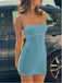 Simple Brown Spaghetti Strap Square Women Mini Party Homecoming Dresses,HM255