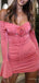 Pink Sexy Off Shoulder Bodycon Flower Women Mini Party Homecoming Dresses,HM253