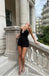 Sexy Black V-Neck Spaghetti Strap Women Mini Party Homecoming Dresses,HM244