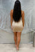Satin Cozy Champagne Sweetheart Spaghetti Strap Women Mini Party Homecoming Dresses,HM261