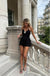 Sexy Black V-Neck Spaghetti Strap Women Mini Party Homecoming Dresses,HM244
