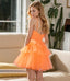 Cute Orange Strapless Flower Empire Tulle A-Line Women Mini Party Homecoming Dresses,HM263