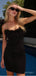 Beautiful Black&White Strapless Feather Satin Women Mini Party Homecoming Dresses,HM248