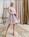 Princess Pink Tulle Pearl A-Line Full Sleeve Women Mini Party Homecoming Dresses,HM243