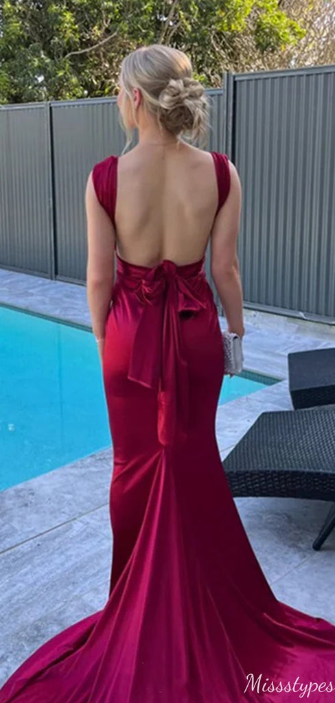 Elegant V-neck Spaghetti Strap Backless Mermaid Unique Long Prom Dress Ideas, Evening Party Dresses,ZX575