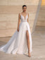 Sexy Beading Spaghetti Strap V-Neck Backless Side Slit Empire Mermaid Wedding Dresses HS36