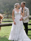 Gorgeous White A-Line Sweetheart Flower Spaghetti Strap Floor-Length Wedding Dresses HS15