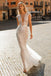 Beautiful White V-Neck Appliqued Full Sleeve Long Mermaid With Tail Wedding Dresses HS44