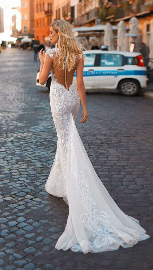 Alluring Strapless Sweetheart Appliqued Long Mermaid Wedding Dresses HS51