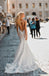 Premium Spaghetti Strap Sweetheart Appliqued Backless Long Mermaid Wedding Dresses HS53