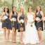 Sexy Black Mismatched Soft Knee-Length Bridesmaid Dresses Online, BL36