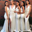 White Spaghetti Strap Charming Mermaid Floor-Length Bridesmaid Dresses Online, BL47