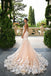 Women Champagne Off Shoulder Lace Appliqued With Tail Mermaid Wedding Dresses HS26