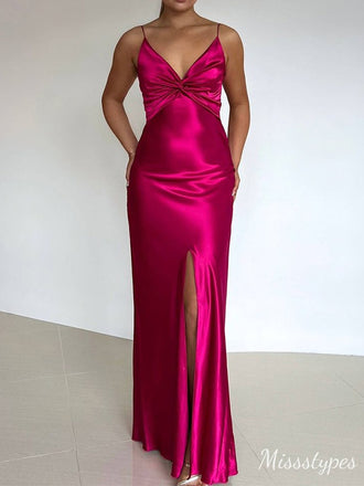 Sexy V-neck Spaghetti Strap Mermaid  Long Prom Dress Ideas, Evening Party Dresses,ZX511