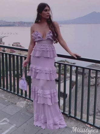 Elegant Spaghetti Strap V-neck Sheath Long Prom Dress Ideas, Evening Party Dresses,ZX579