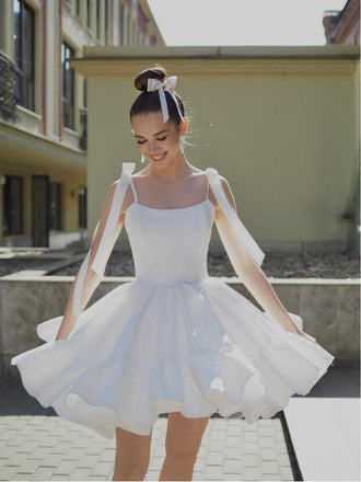 Snow White Square A-Line Cute Ballet Mini Women Homecoming Dresses,HM103