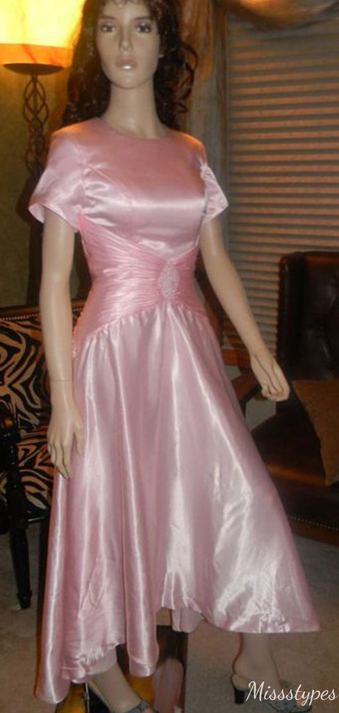 Casual Short Sleeves A-line Long Prom Dress Ideas, Evening Party Dresses,ZX1193