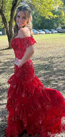 Gorgeous Off-shoulder Sheath Lace Long Prom Dress Ideas, Evening Party Dresses,ZX580