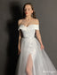 Sexy Off-White Sweetheart Off-Shoulder Side Slit Long Wedding Dresses HS08