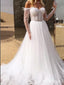 Women White Off Shoulder Beading Sweetheart A-Line With Tail Wedding Dresses HS05