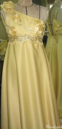 Elegant One-shoulder A-line Long Prom Dress Ideas, Evening Party Dresses,ZX1203