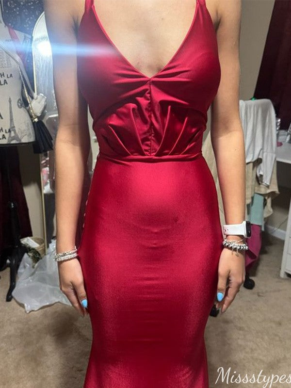 Sexy V-neck Mermaid Long Prom Dress Ideas, Evening Party Dresses,ZX1204