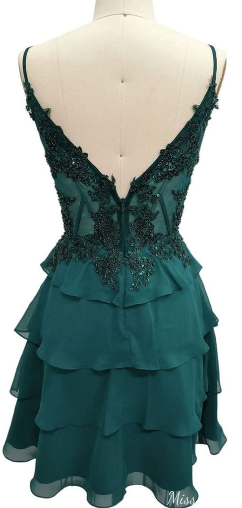 Elegant Spaghetii Strap A-line Short Mini Homecoming Dress,HM603