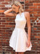 Halter Unique White Backless Satin New Arrival Homecoming Dresses,HM188