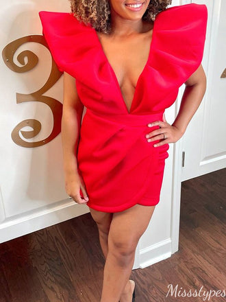 Sexy V-neck Sheath Short Mini Homecoming Dress,HM608