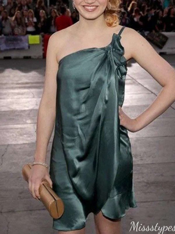 Casual One-shoulder A-line Short Mini Homecoming Dress,HM609