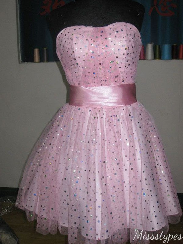 Elegant Strapless A-line Short Mini Homecoming Dress,HM610