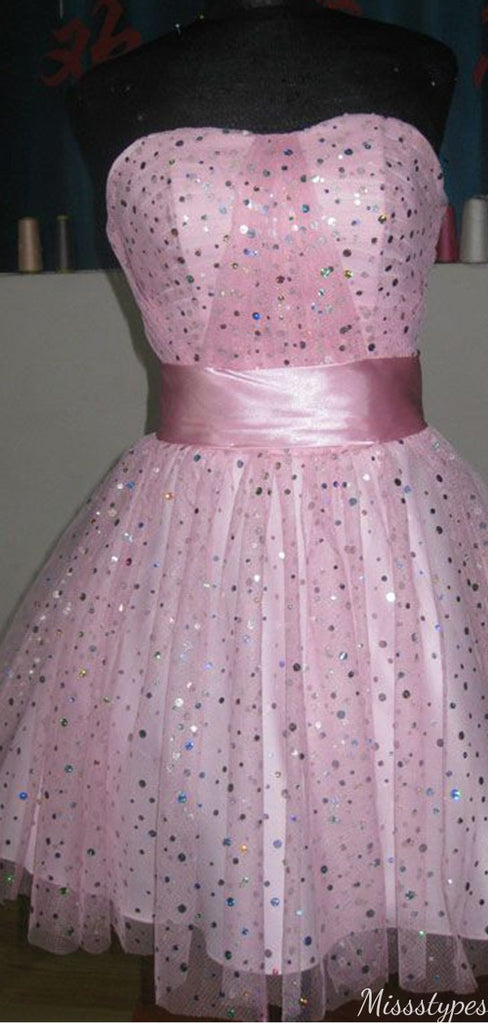 Elegant Strapless A-line Short Mini Homecoming Dress,HM610
