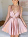 Elegant Halter V-neck A-line Short Mini Homecoming Dress,HM613