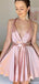 Elegant Halter V-neck A-line Short Mini Homecoming Dress,HM613