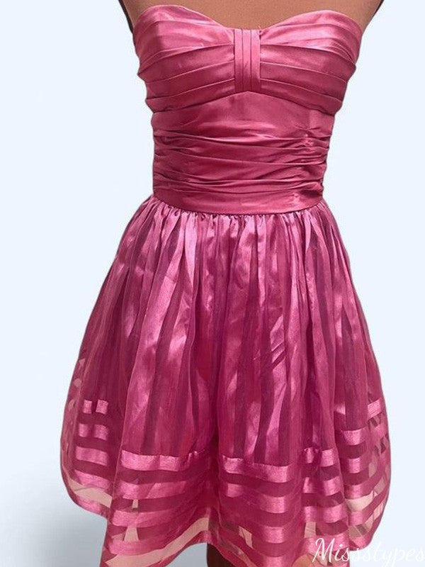 Casual Strapless A-line Short Mini Homecoming Dress,HM619