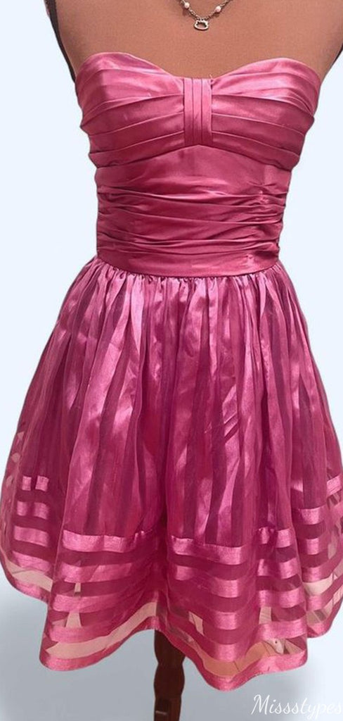 Casual Strapless A-line Short Mini Homecoming Dress,HM619