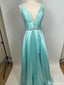 Elegant V-neck A-line Long Prom Dress Ideas, Evening Party Dresses,ZX1207