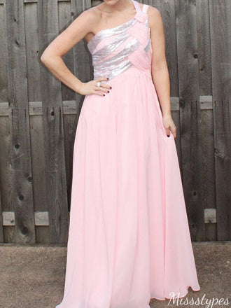 Elegant One-shoulder A-line Long Prom Dress Ideas, Evening Party Dresses,ZX1209