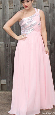Elegant One-shoulder A-line Long Prom Dress Ideas, Evening Party Dresses,ZX1209