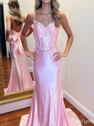 Elegant Sweetheart Spaghetti Strap Backless Mermaid Long Prom Dress Ideas, Evening Party Dresses,ZX583