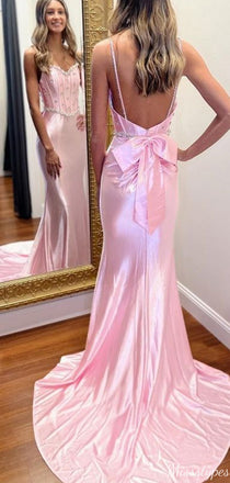 Elegant Sweetheart Spaghetti Strap Backless Mermaid Long Prom Dress Ideas, Evening Party Dresses,ZX583