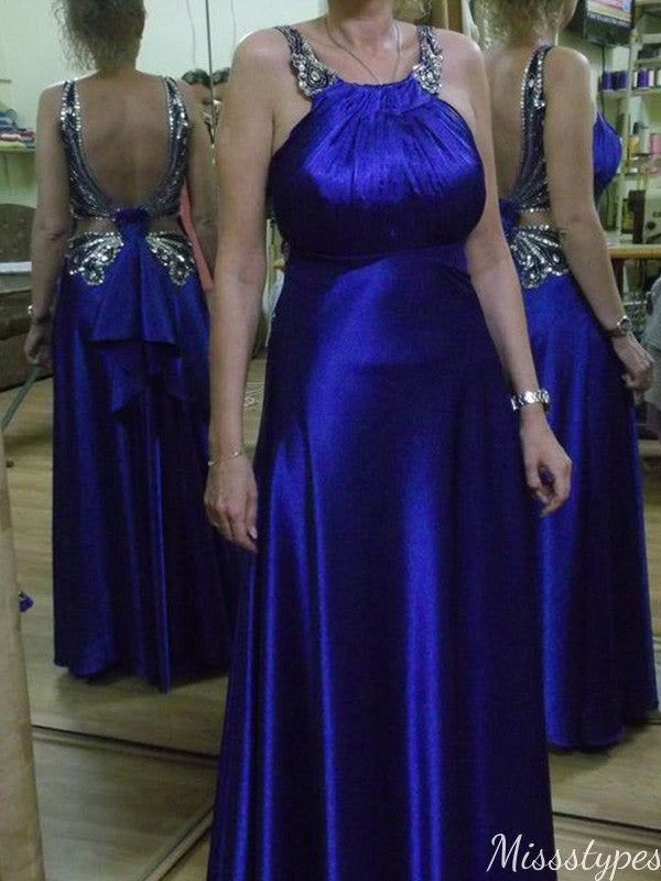 Vintage Halter Mermaid Long Prom Dress Ideas, Evening Party Dresses,ZX1212
