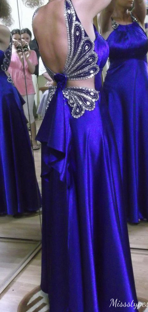 Vintage Halter Mermaid Long Prom Dress Ideas, Evening Party Dresses,ZX1212