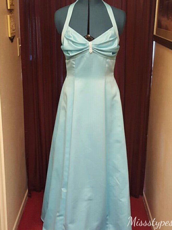 Elegant Halter A-line Long Prom Dress Ideas, Evening Party Dresses,ZX1214
